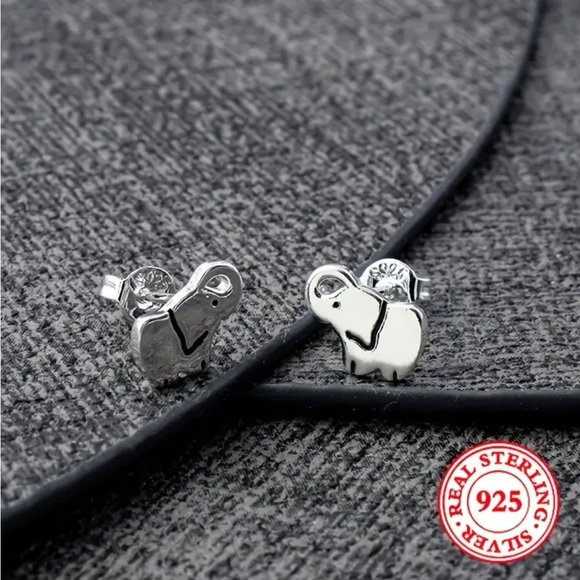 Sterling Silver Elephant Stud Earrings - Picture 3 of 6